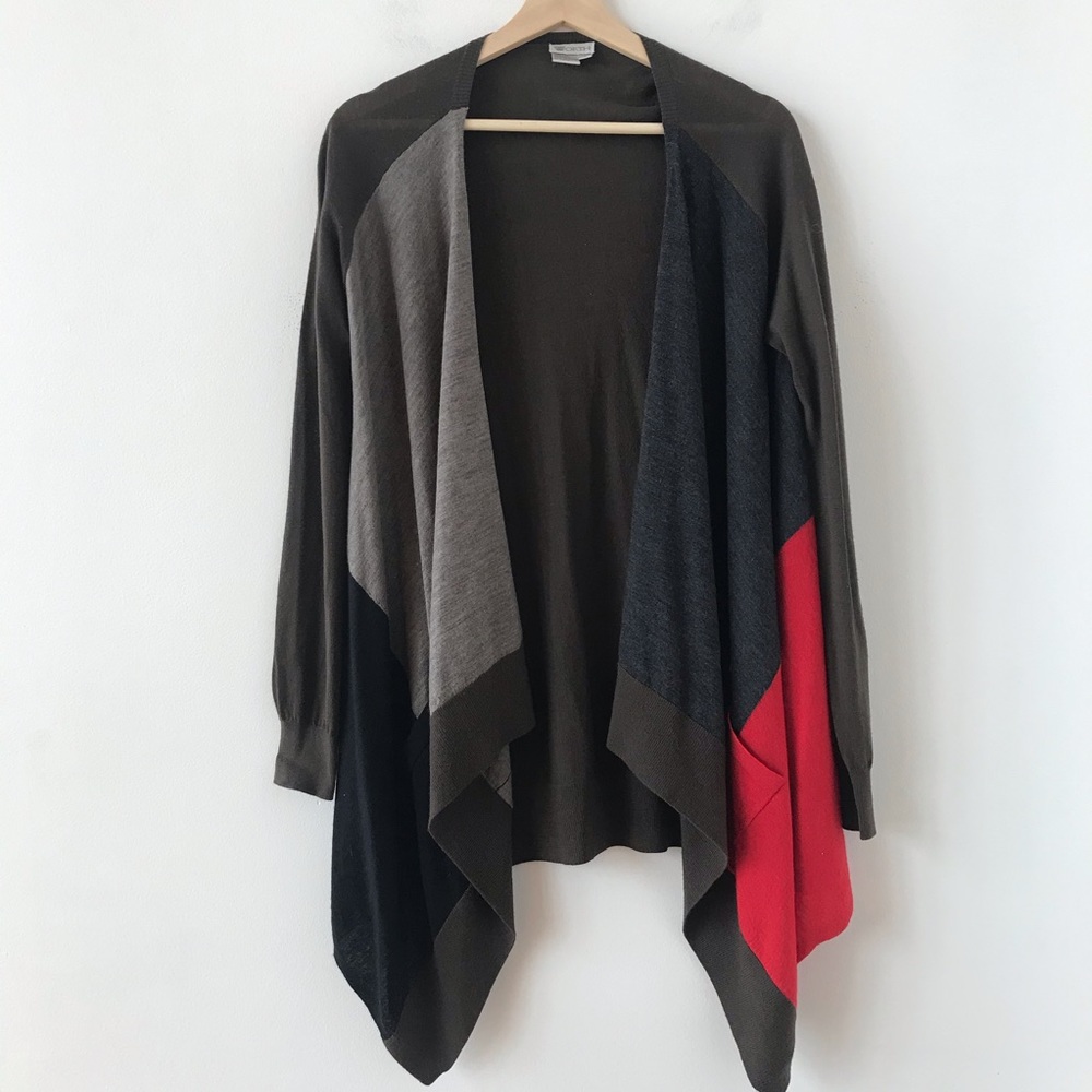 Worth colour block open front draped cardigan